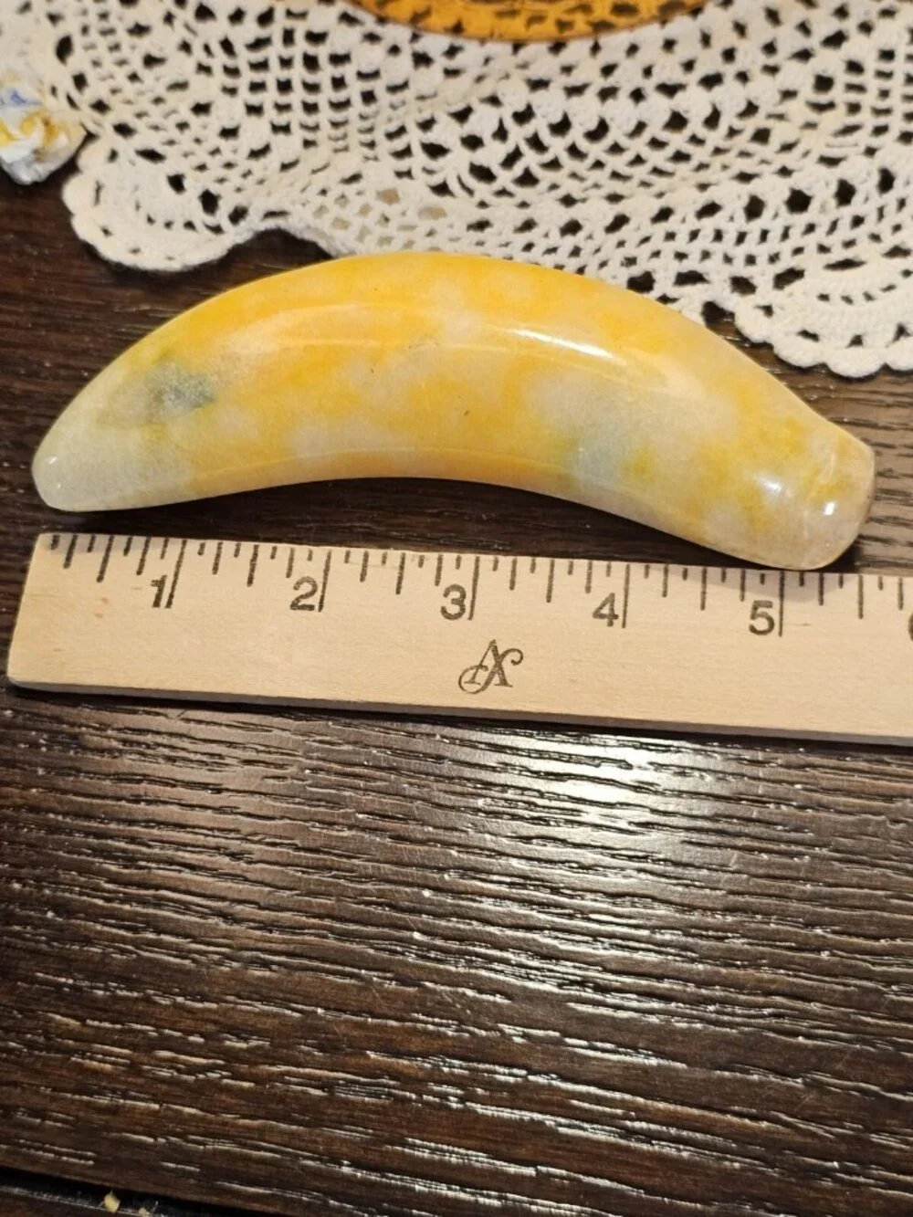 Vintage Italian Alabaster Yellow and Green Banana Stone Marble Fruit